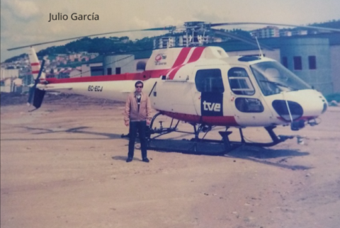 Julio García y el helicoptero. Ourense