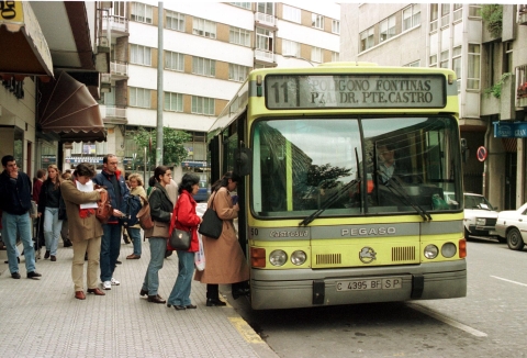 Bus urbano en Santiago en 1998
